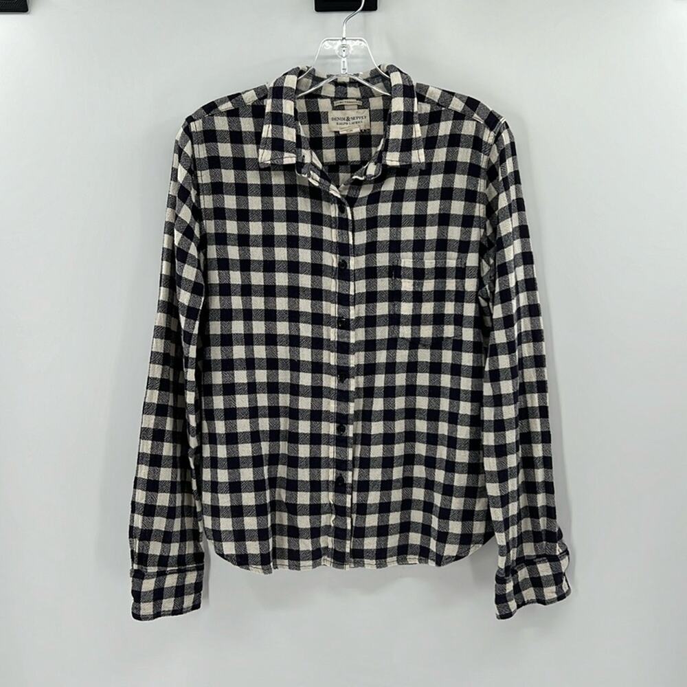 Ralph Lauren Denim & Supply RL Tomboy Button Down Shirt - Black/White - Large
